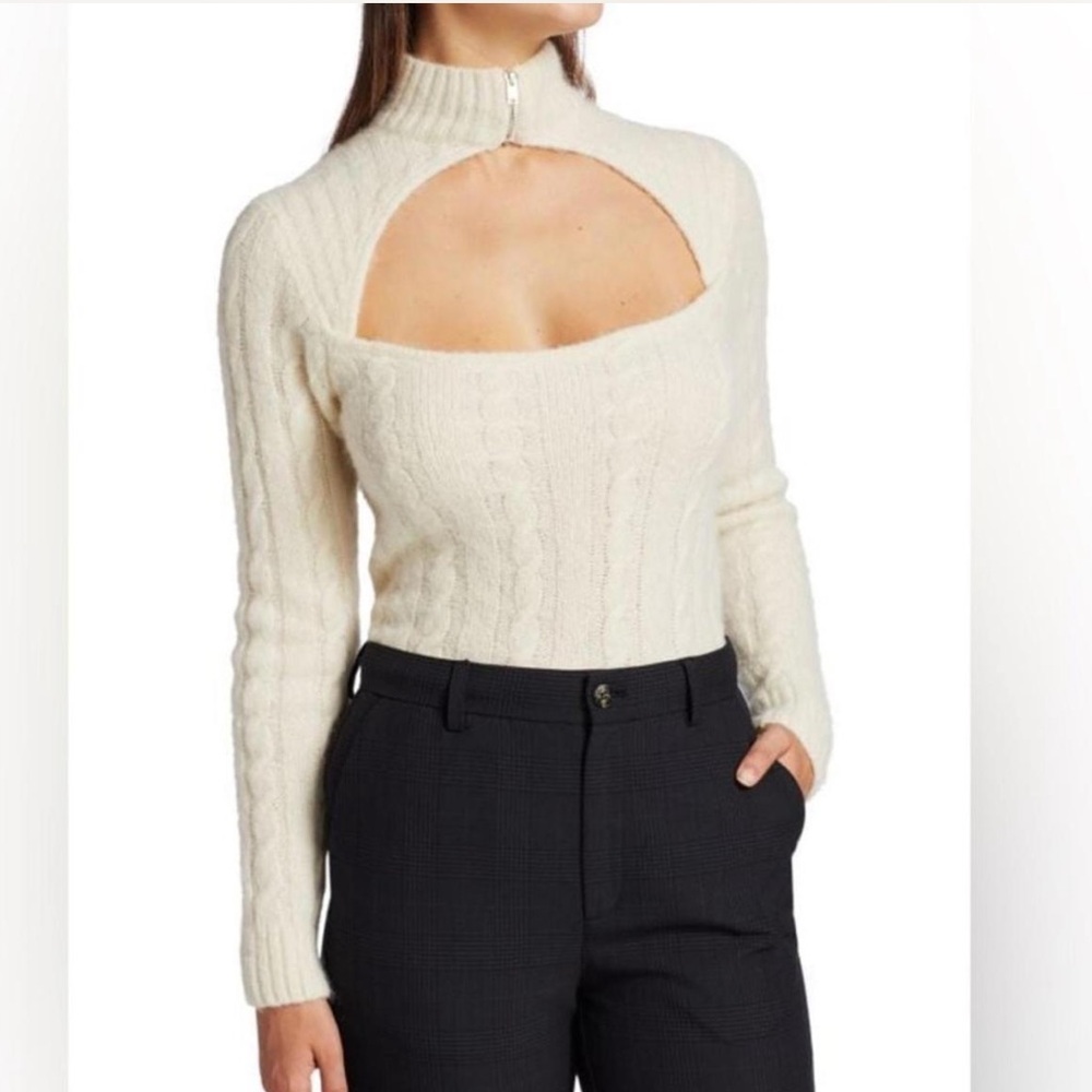 GANNI Alpaca & Wool Blend Cutout Sweater